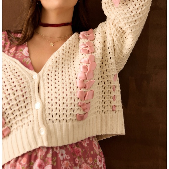 NEW Arula Pink Ribbon Cardigan Plus Size A / 1X NWT - Picture 3 of 11